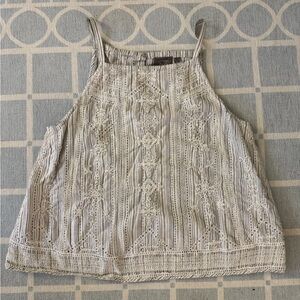 Anthropologie White Embellished Sleeveless Tank Top